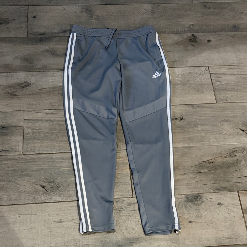 Adidas  Gray Joggers with White Stripes